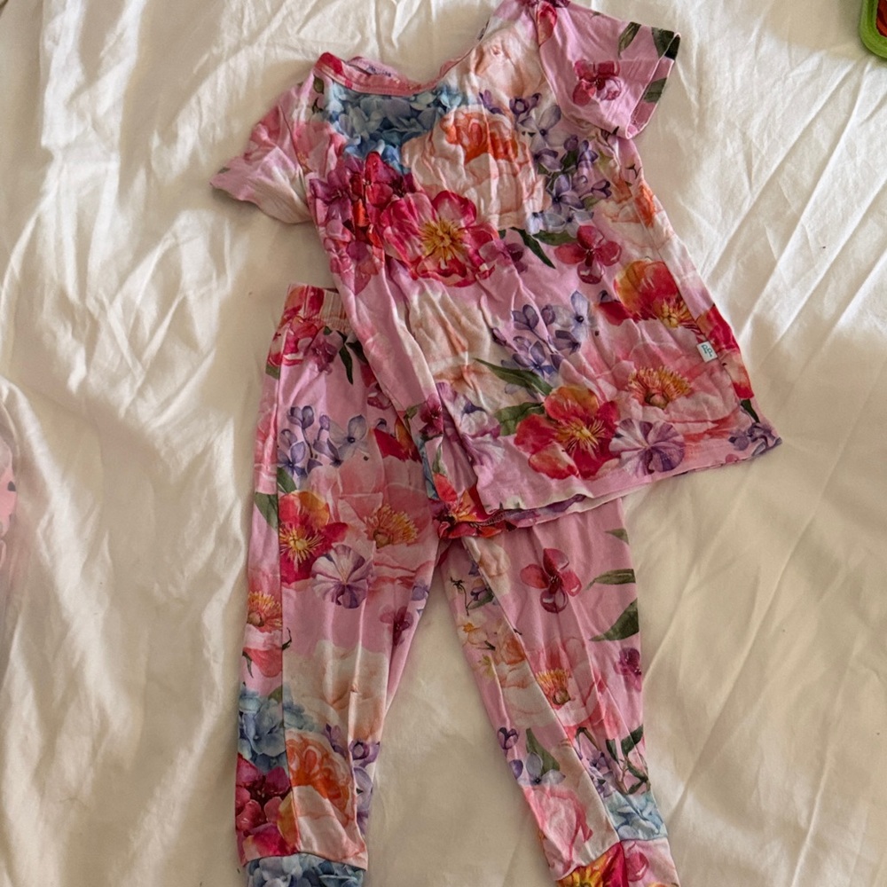 Posh Peanut Floral Pajama Set - Pink and Blue